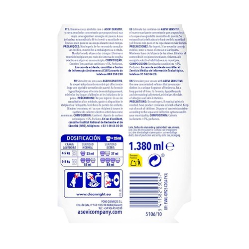 ASEVI Suavizante sensitif 60 ds. 1440 ml.