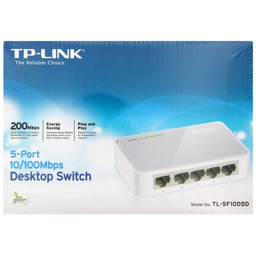 Switch TP-LINK TL-SF1005D, 5 puertos Ethernet RJ45, 10/100 Mbps.