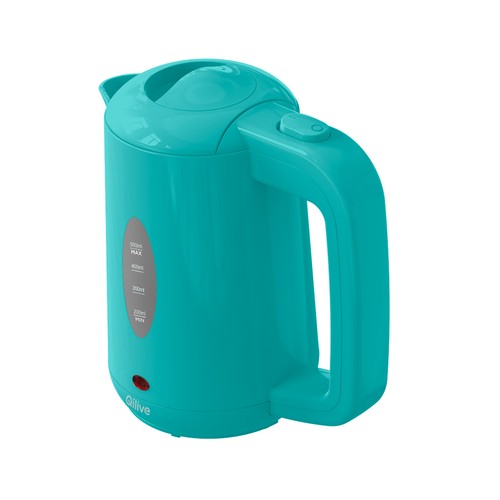 Hervidor de agua para viaje QILIVE Q5857, color azul verdoso, 1100W, capacidad 0,5L.