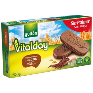 Imagen de GULLÓN Vitalday Galletas con chocolate rellenas de crema de cacao 200 g.