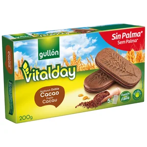 GULLÓN Vitalday Galletas con chocolate rellenas de crema de cacao 200 g.