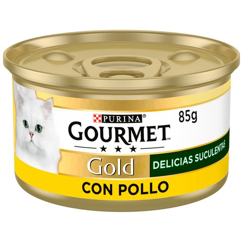 PURINA GOURMET Gold delicias suculentas Alimento húmedo para gatos con pollo tarrina de 85 g.