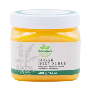 BECASAN NATURE Exfoliante corporal a base de azúcar, con cúrcuma y aceite de jojoba 400 g.