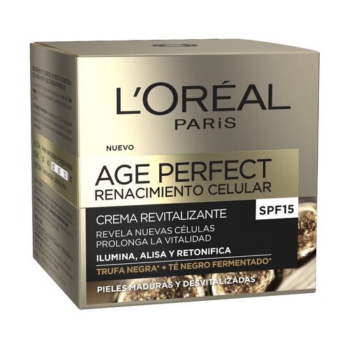 L´ORÉAL PARIS Crema revitalizante de día, con FPS 15, para pieles maduras y desvitalizadas L ÓRÉAL PARIS Age perfect renacimiento celular 50 ml.