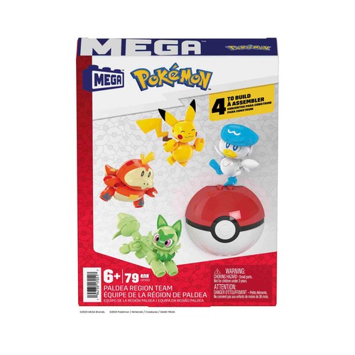 MEGA Construx Pokémon Equipo región Paldea 4 personajes 79 bloques de construcción, juguete +6 años (MATTEL HPX92)