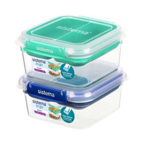 Recipiente 1,1L con compartimentos, cuadrado Stax, modelos surtidos. SISTEMA