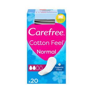 Imagen de CAREFREE Cotton feel Protege slips normal, transpirables, ultrafinos y con fragancia fresca 20 uds.
