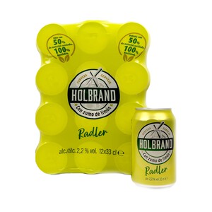 HOLBRAND Cerveza radler con zumo de limón HOLBRAND 33 cl pack 12 latas.
