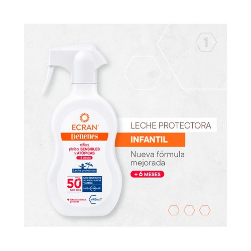 DENENES Protector solar en spray, especial para niños con FPS 50+ (muy alto) 300 ml.