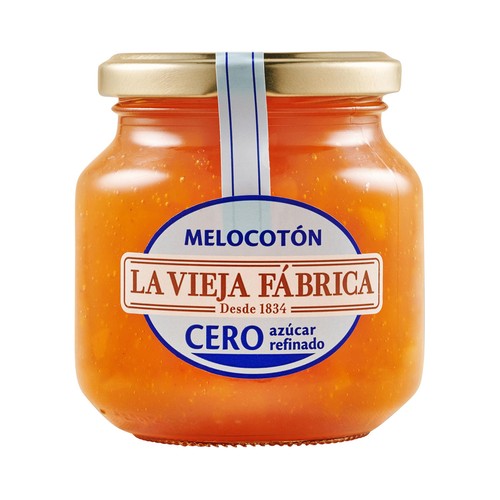 LA VIEJA FÁBRICA Mermelada de melocotón cero azúcares refinados 280 g.