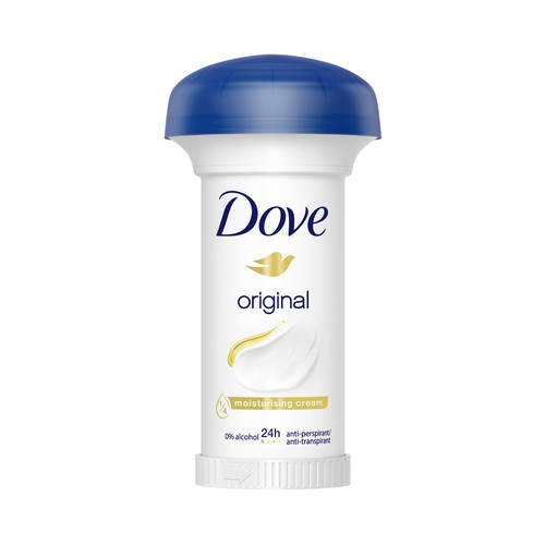 DOVE Original Desodorante en crema para mujer sin alcohol y con protección anti-transpirante hasta 24 horas 50 ml.