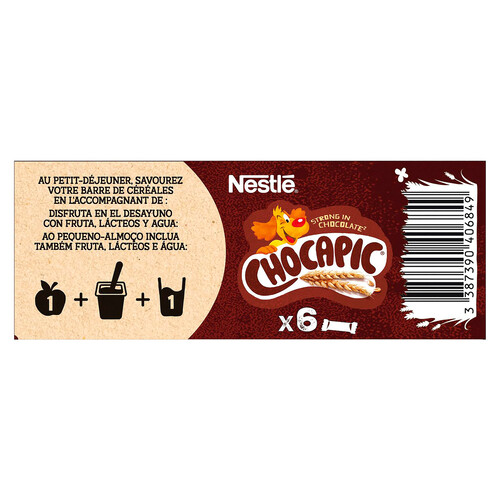 NESTLÉ Cereales en barrita con chocolate y leche NESTLÉ CHOCAPIC barrita de 25 gr, pack de 6 uds.