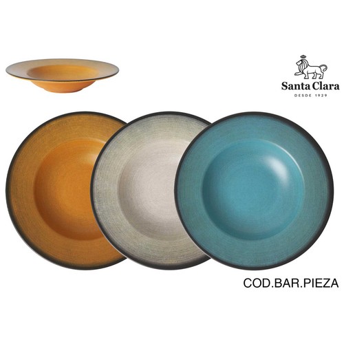 Plato pasta 28cm stoneware, modelo Piamonte surtido. SANTA CLARA