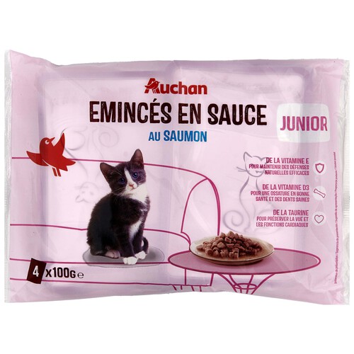 PRODUCTO ALCAMPO Pienso húmedo para gatitos con salmón PRODUCTO ALCAMPO 4 x 100 g.