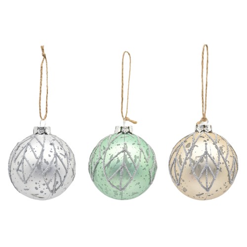 Bolas de Plástico efecto Nieve modelos surtidos decoración para Árbol de Navidad, ACTUEL