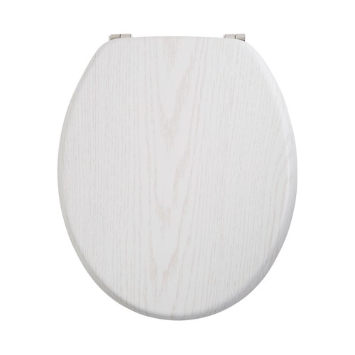 Tapa WC con bisagras de metal, madera de color blanco, 46,7 x 39,5cm., ACTUEL.