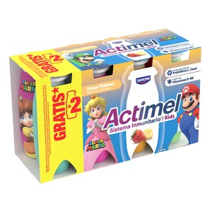 Imagen de ACTIMEL Kids de Danone Leche fermentada con Lcasei con sabor a fresa y plátano 6 x 100 g.