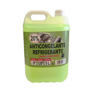 Líquido refrigerante con temperatura de protección de hasta -9ºC, 5L verde orgánico, 20% Monoetilenglicol, UNYCOX.