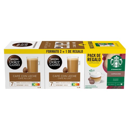 NESCAFÉ Dolce gusto Café con leche en cápsula  2x16 uds+320 g.