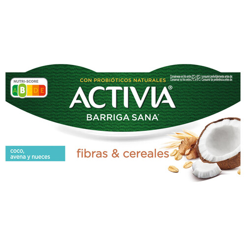 ACTIVIA Bífidus con fibras y cereales (coco, avena y nueces) ACTIVIA de Danone 4 x 115 g.