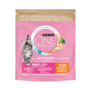 Imagen de PURINA ONE Comida para gatos a base de pollo (recomendado para gatas gestantes y lactantes) 450 g.