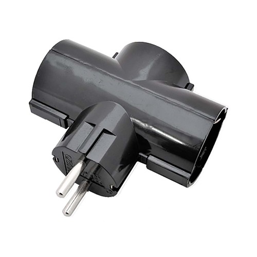 Adaptador triple schuko 16a. 3500w  negro, EUROBRIC.