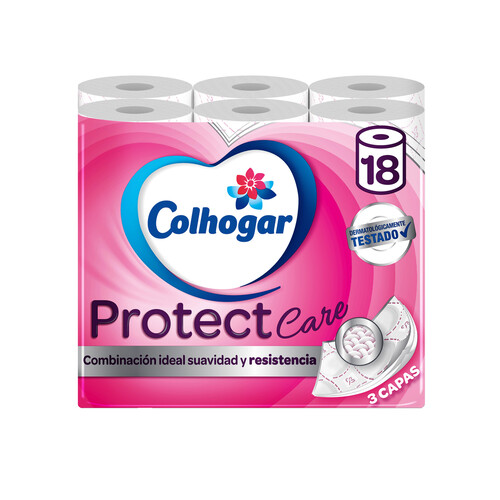 COLHOGAR Papel higiénico Protect Care 3 capas 18 rollos