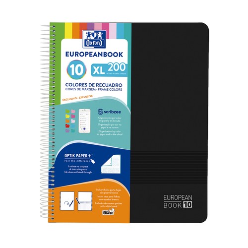 Cuaderno A4 Cuadrícula 5x5 Europeanbook 10 200 hojas tapas de plástico, modelos surtidos Live&Go. OXFORD