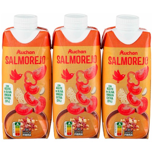 AUCHAN Salmorejo con aceite de oliva virgen extra 3 x 33 cl Producto Alcampo.