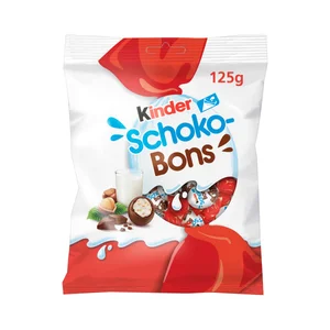 KINDER Schoko Bons Delicias con leche extrafino con relleno cremoso de leche y avellanas 125 g.