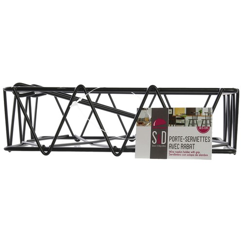 Servilletero cuadrado fabricado en metal color negro, 18,5x5,5cm., HOME DECO FACTORY.