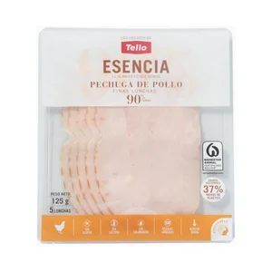 TELLO Pechuga de pollo cortada en lonchas TELLO Esencia 125 g.