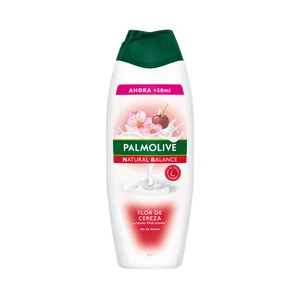 PALMOLIVE Natural balance Gel de baño o ducha textura crema, enriquecido con extracto de flor de cereza 600 ml.