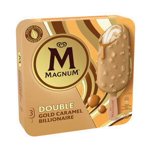 MAGNUM Bombón helado sabor galleta y nueces de pecán son salsa de caramelo salado MAGNUM Double 3 x 88 ml.