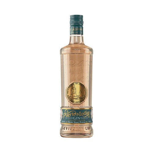 Ginebra sevillana premium con un toque de melocotón PUERTO DE INDIAS Guadalquivir botella de 70 cl.