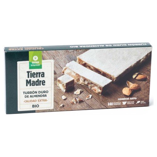OXFAM INTERMON Tierra madre Turron duro de almendra ecológico de calidad extra 200 g.