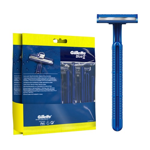 GILLETTE Máquina de afeitar desechable con cabezal fijo de doble hoja GUILLETTE Blue II 40 uds.