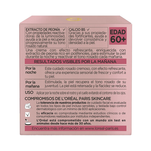 L´ORÉAL PARIS Crema de noche efecto frio re-estimulante, para pieles maduras y apagadas L´ORÉAL Age perfect golden age 50 ml.