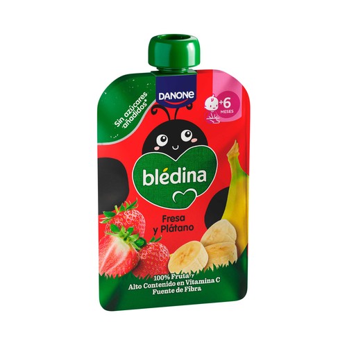 BLÉDINA de Danone Bolsita (pouch) de fruta (fresa y plátano), a partir de 6 meses 100 g.