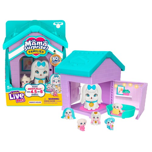FIguras de mascostas con casa, mama surpries families, surtido de modelos, LITTLE LIVE PETS.