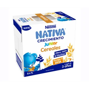 NESTLÉ Leche (2) de crecimiento con cereales, a partir de 3 años NESTLÉ Junior 6 x 1 l.