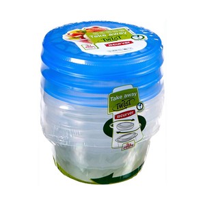 Imagen de Set de 3 recipientes herméticos redondos con cierre de rosca, 0,5 litros, Take Away Tuist CURVER.