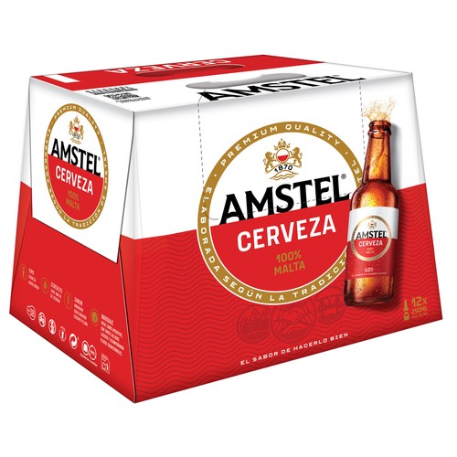 AMSTEL 100 % MALTA Cervezas 12 x 25 cl.