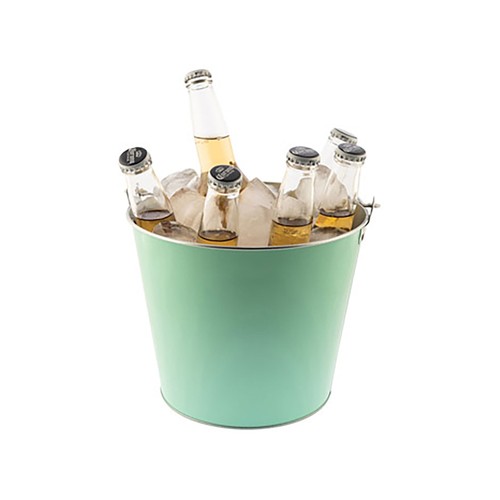 Cubitera 5L acero galvanizado, con asa verde . KOALA