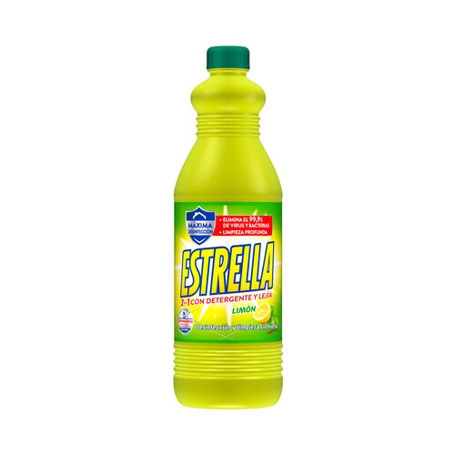 Lejía con detergente olor a limón ESTRELLA 1,43 l.