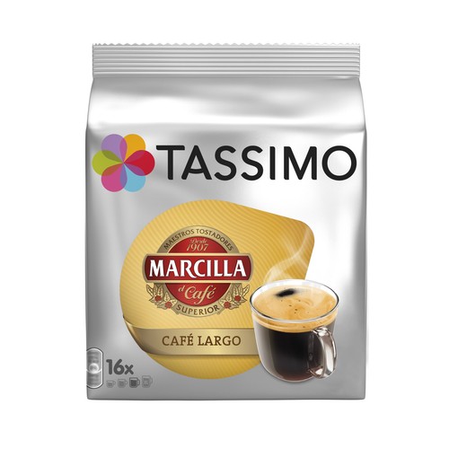 Café largo en cápsulas MARCILLA TASSIMO, 16 uds..