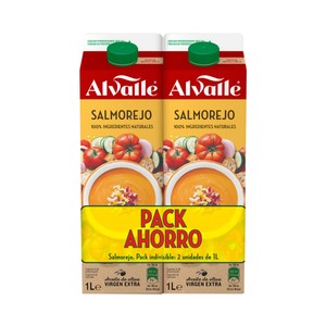 ALVALLE Salmorejo tradicional elaborado con ingredientes 100% naturales ALVALLE 2 x 1 l.