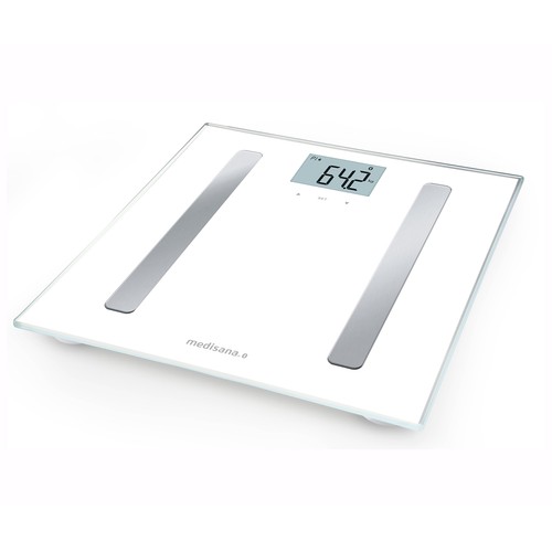 Báscula de baño de cristal templado, medición de grasa corporal, agua e IMC, MEDISANA BSA46 Connect