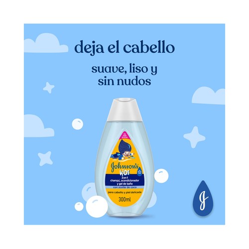 JOHNSON'S Kids Champú, acondicionador y gel de baño, para cabello y piel delicada.
