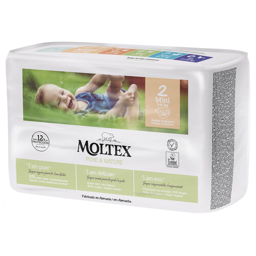 MOLTEX Pure & nature Pañales ecológicos talla 2 (3-6 kg) 36 uds.